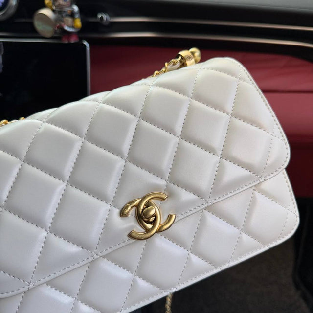 Chanel Flap Bag — White/Gold