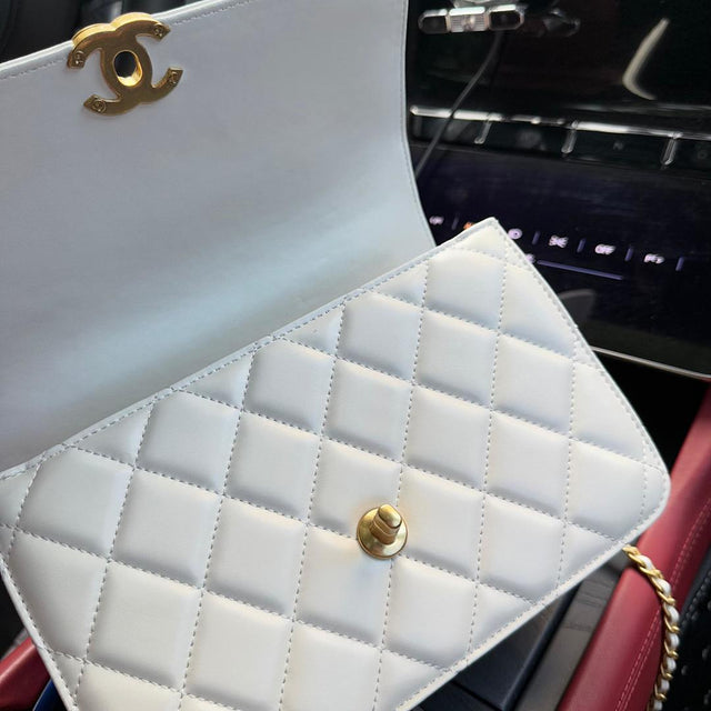 Chanel Flap Bag — White/Gold