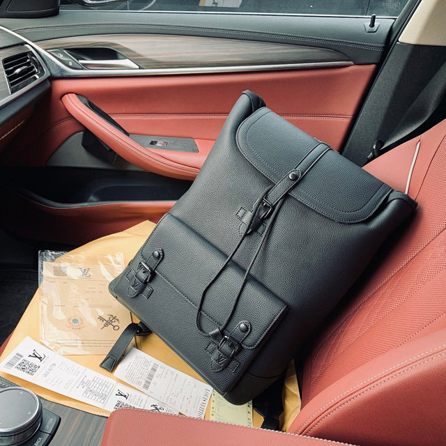 Louis Vuitton Leather Backpack — Black