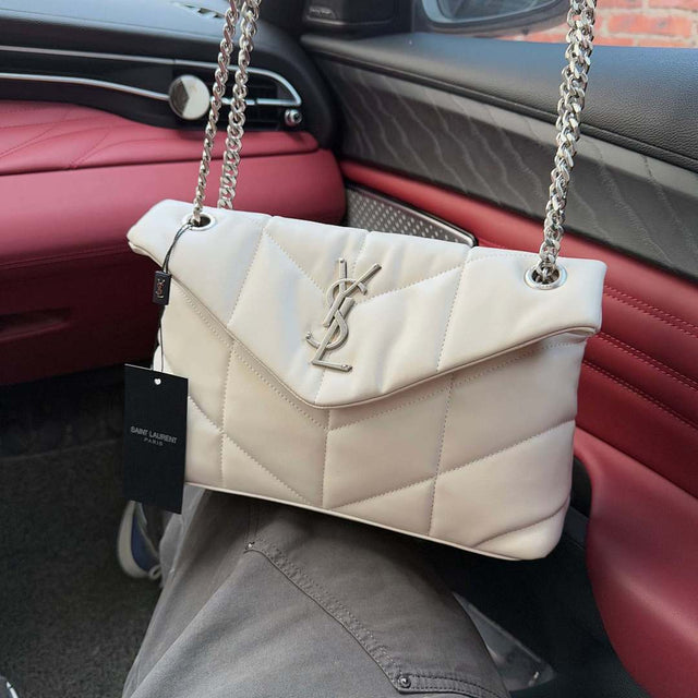 Saint Laurent Puffer Bag — Cream
