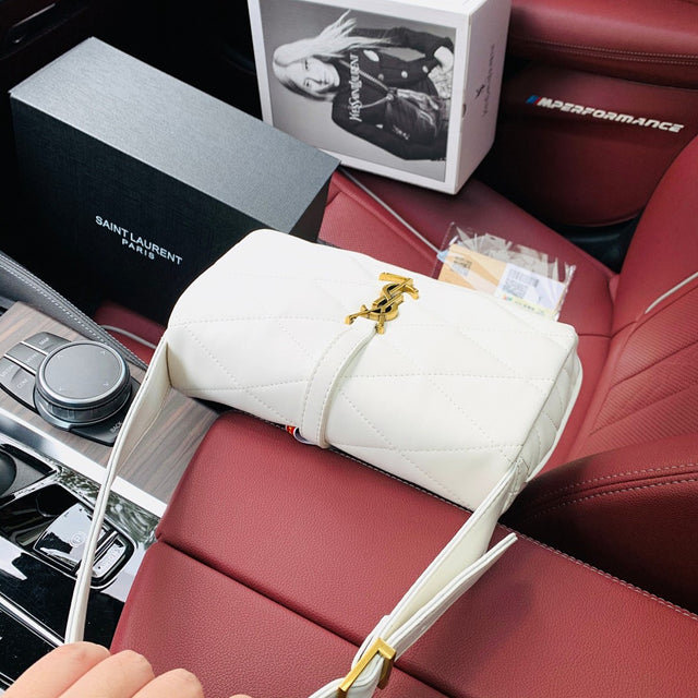 Saint Laurent Quilted Chain Bag — White/Gold