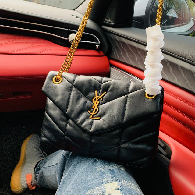 Saint Laurent Puffer Bag — Black/Gold