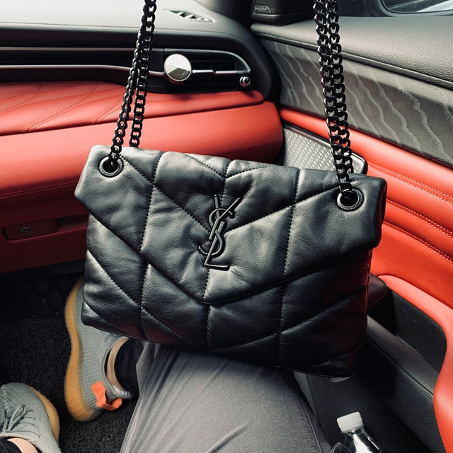 Saint Laurent Puffer Bag — Black/Silver