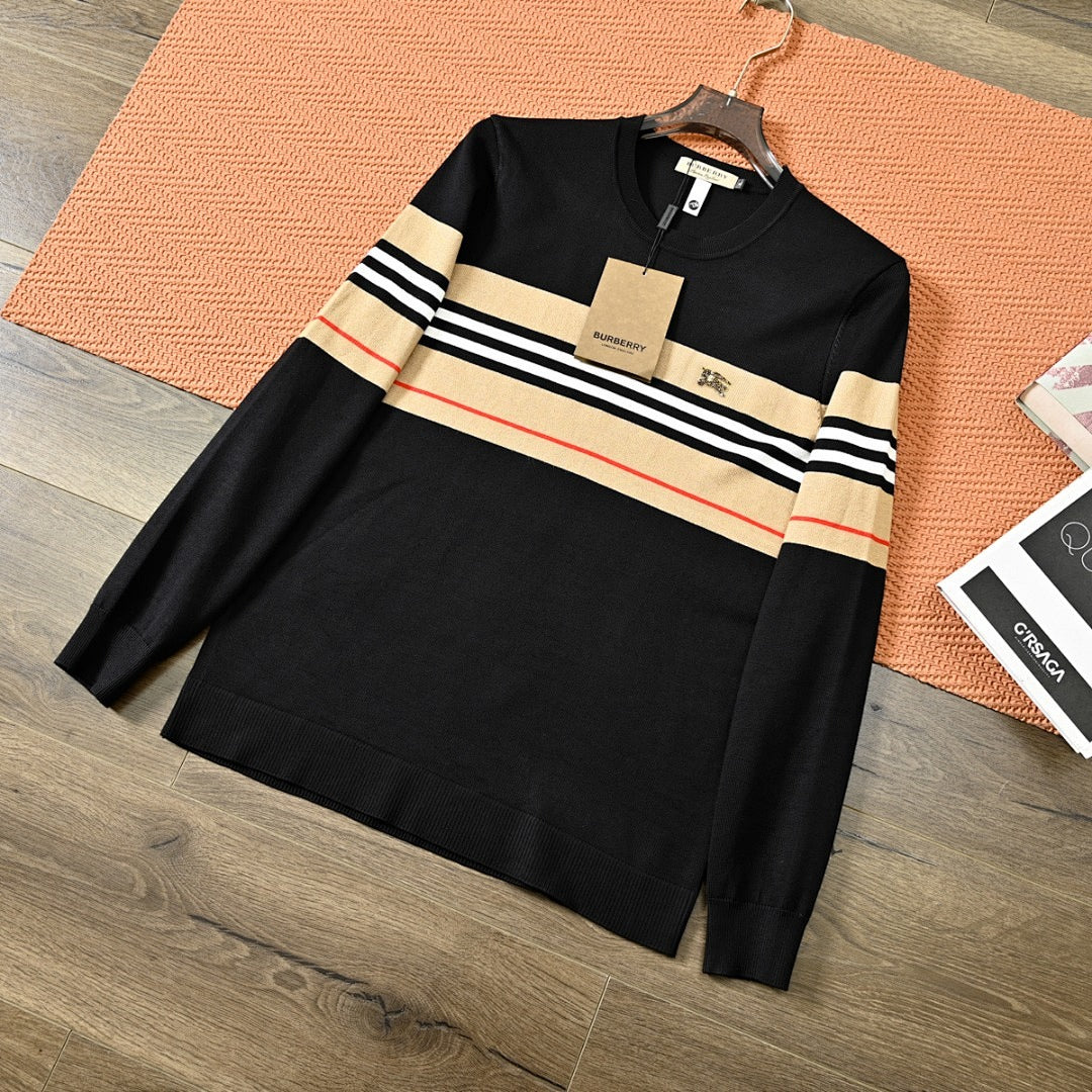 Striped Knit Jumper — Black/Cream