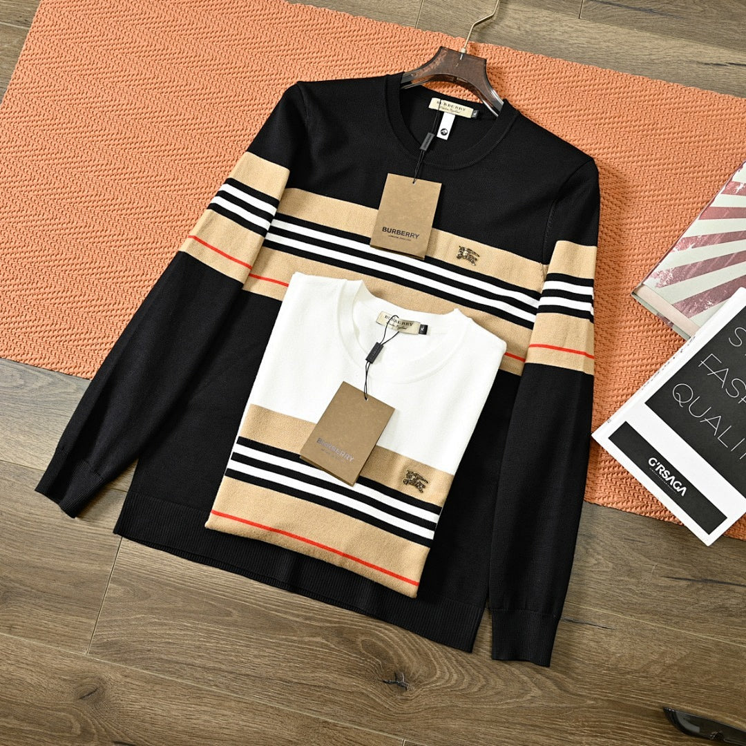 Striped Knit Jumper — Black/Cream