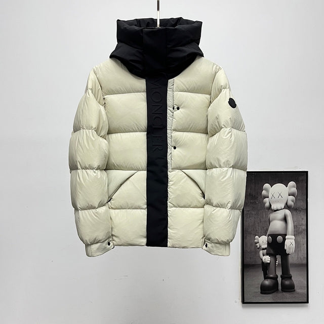 Moncler Matte Hooded Down Jacket — Cream