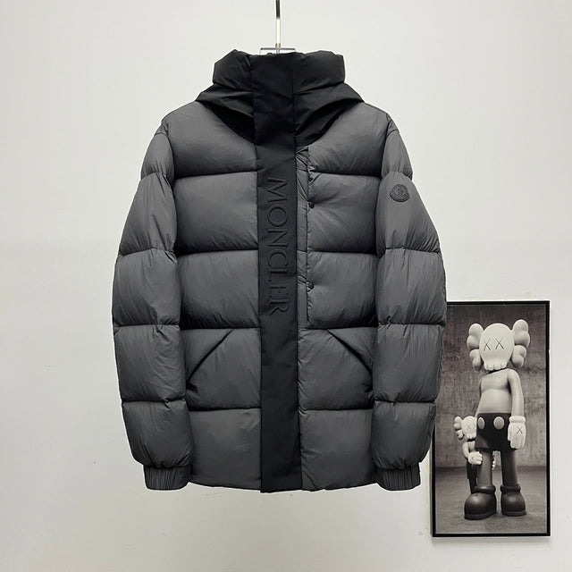 Moncler Matte Hooded Down Jacket — Grey