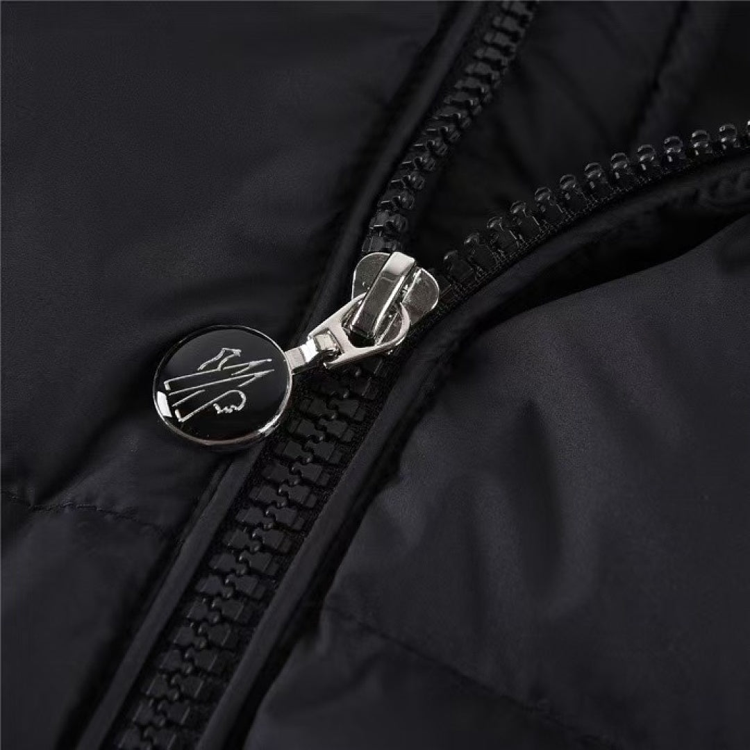 Moncler Knit-Sleeve Down Cardigan — Black