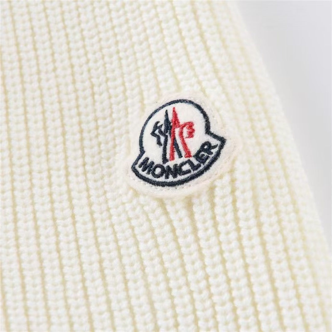 Moncler Knit-Sleeve Down Cardigan — White