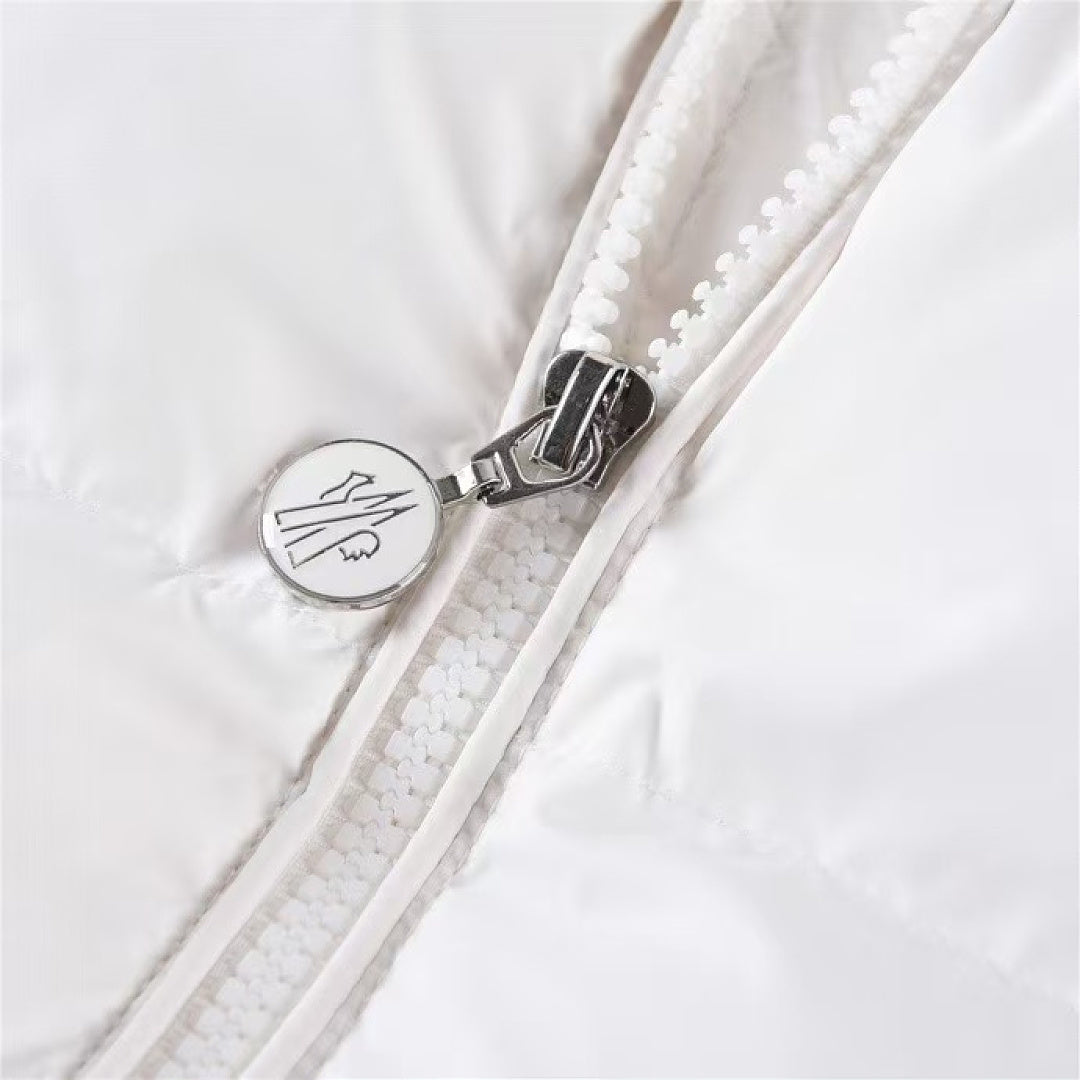 Moncler Knit-Sleeve Down Cardigan — White