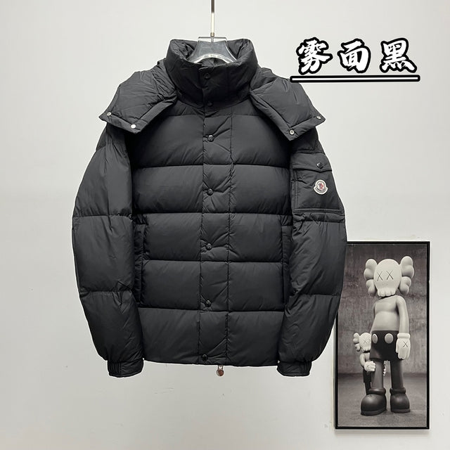 Moncler Matte Hooded Down Jacket — Black