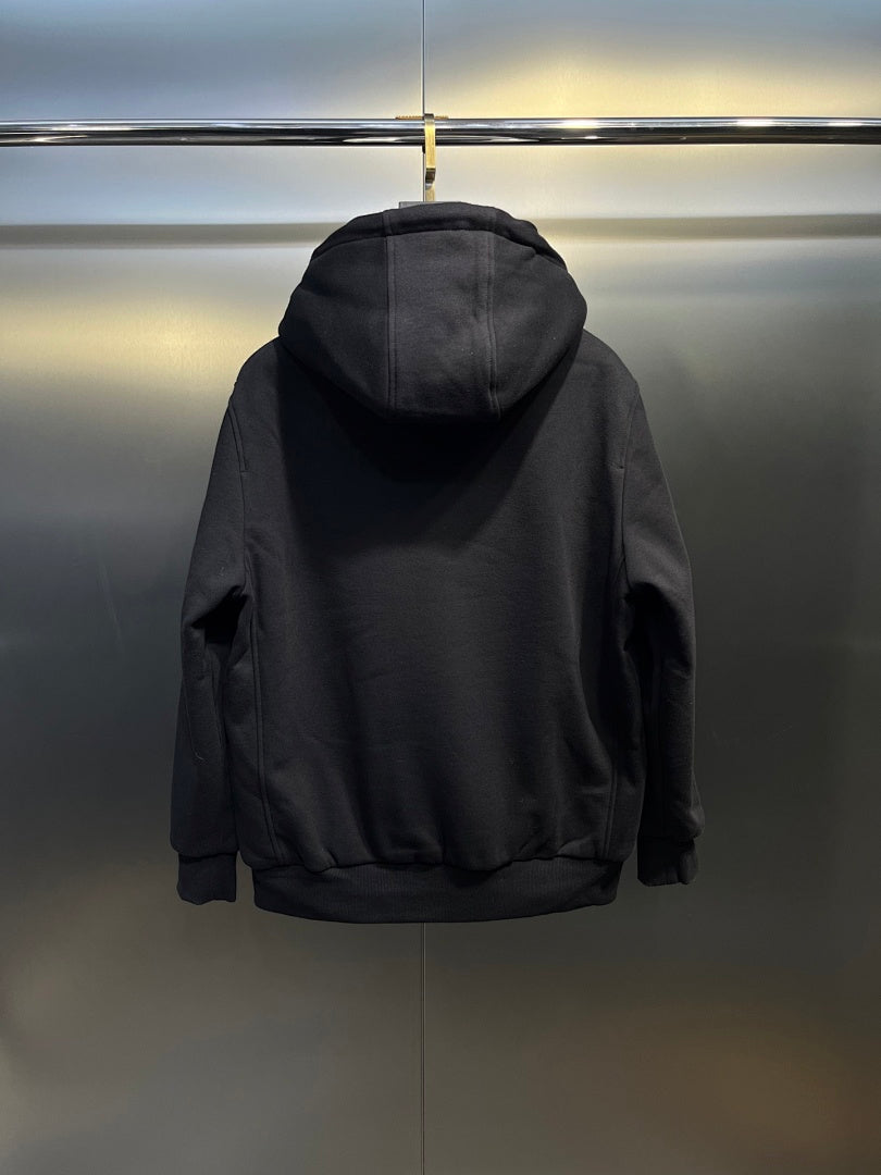 Moose Knuckles Shearling-Lined Hoodie — Black