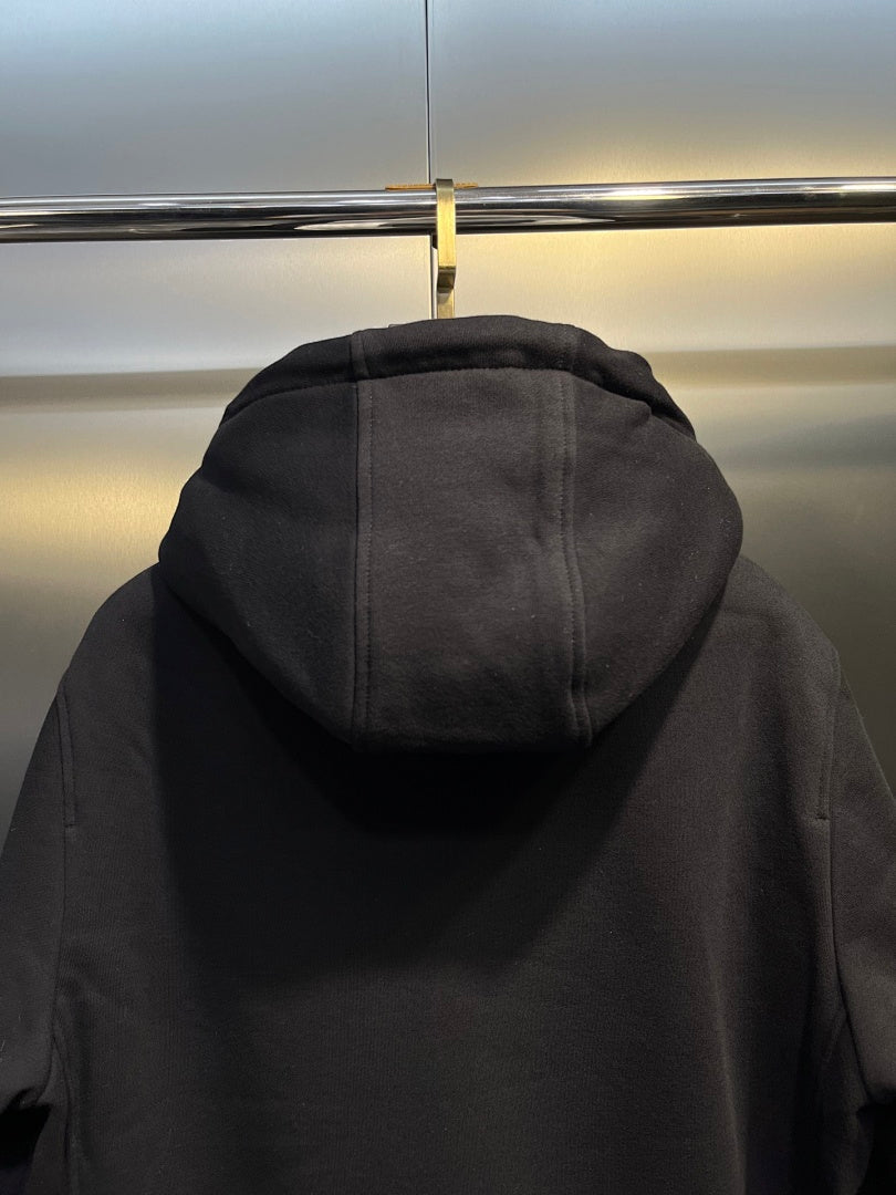Moose Knuckles Shearling-Lined Hoodie — Black