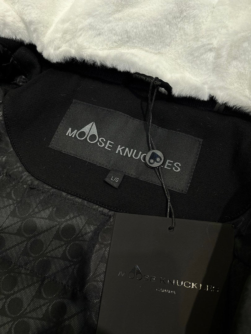 Moose Knuckles Shearling-Lined Hoodie — Black