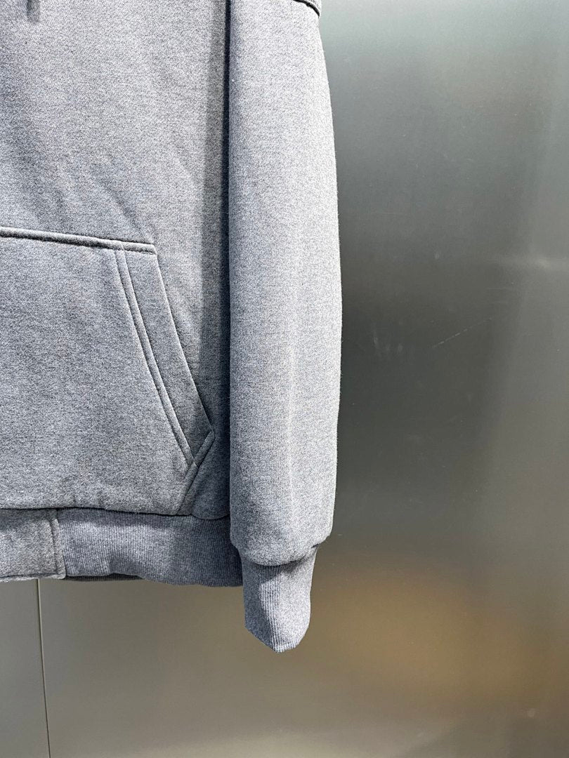 Moose Knuckles Shearling-Lined Hoodie — Grey