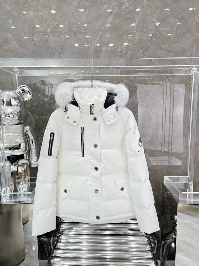 Moose Knuckles Fur-Hood Puffer — White
