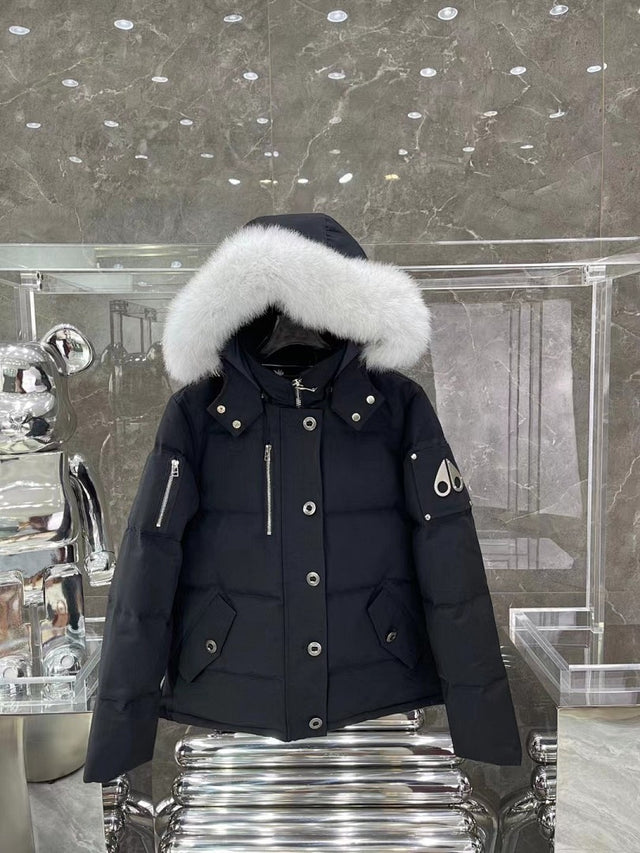 Moose Knuckles Fur-Hood Puffer — Black