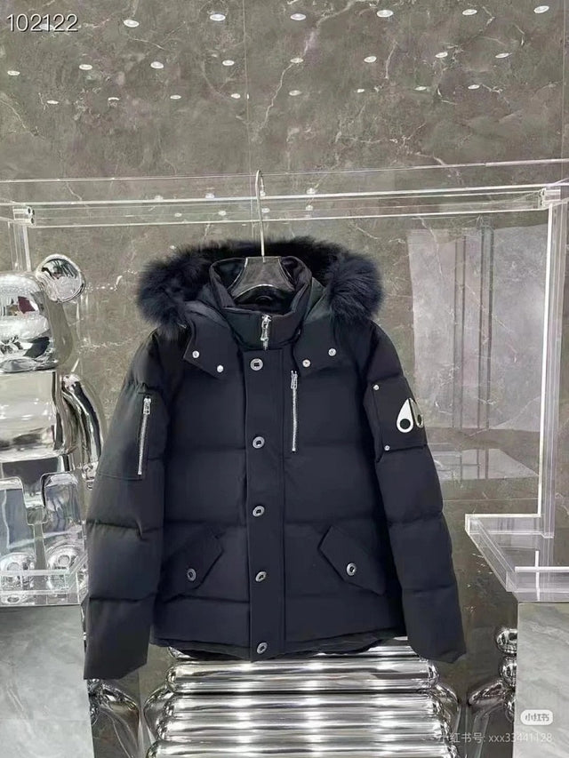 Moose Knuckles Fur-Hood Bomber — Navy