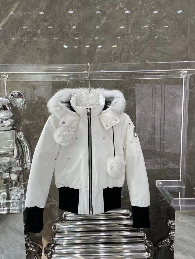 Moose Knuckles Fur Bomber — White
