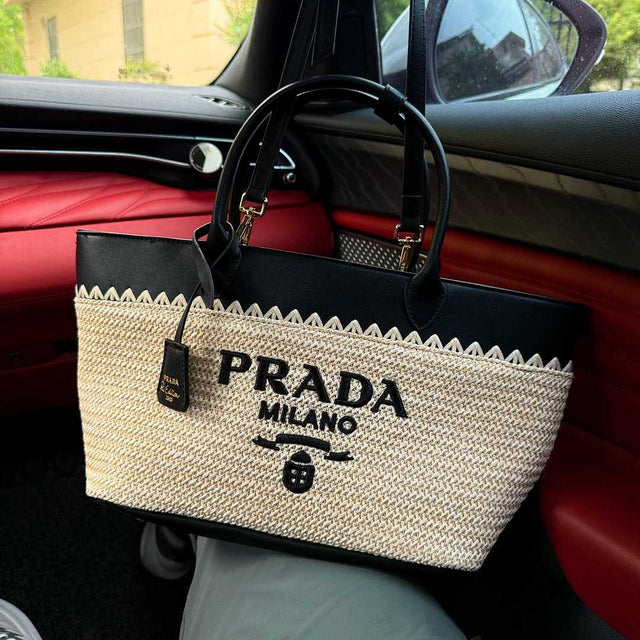 Prada Raffia Tote — Natural