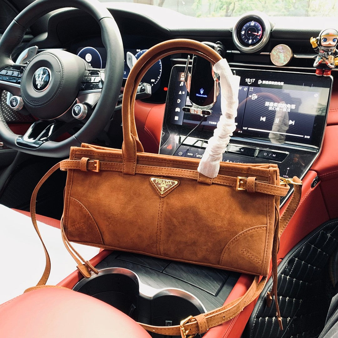 Prada Suede Bag — Tan