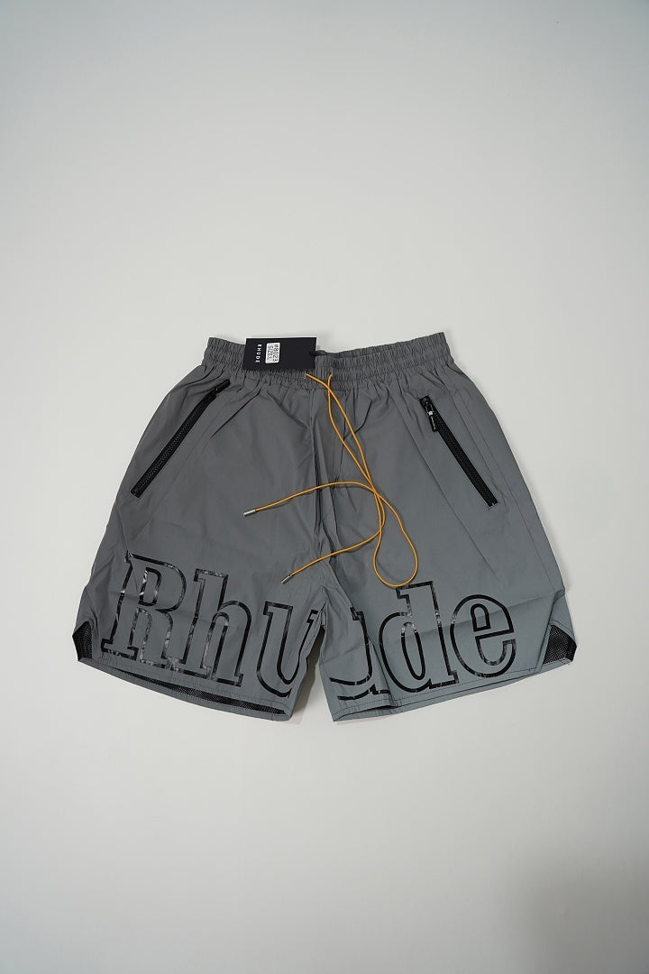 Rhude Logo Nylon Shorts Grey